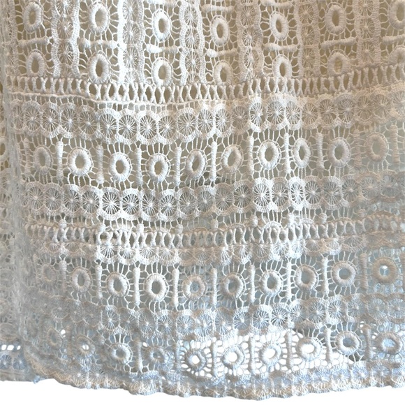 Boden Ivory Cotton Crochet Lace Boho Midi Skirt - Geometric A-Line - Size 6 - Picture 3 of 8